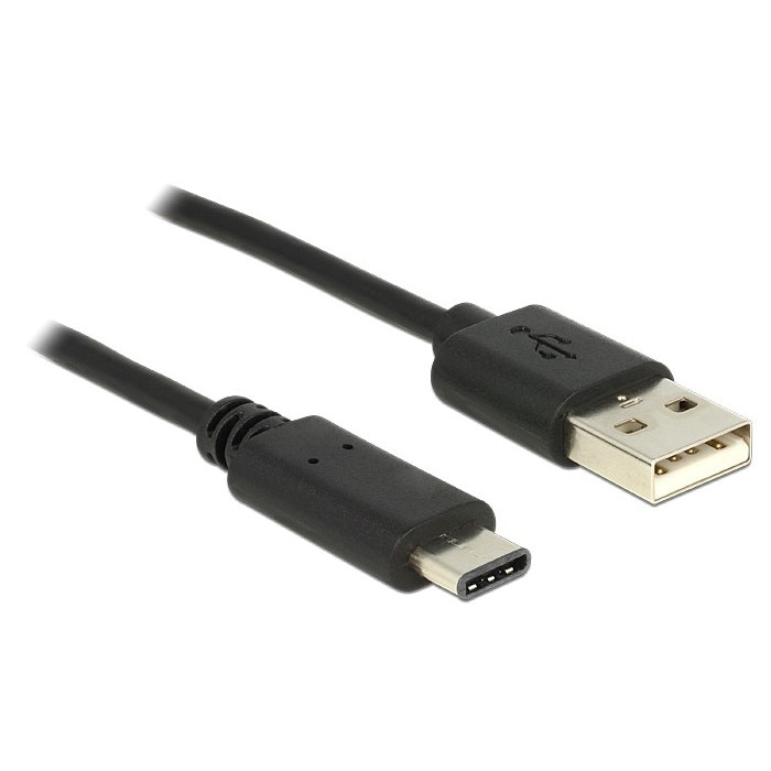 Cablu de date USB Tip C si USB Tip A 2.0 Delock, 50cm, Negru