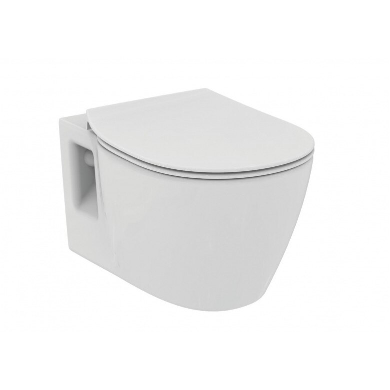 Vas de toaleta suspendat Ideal Standard Connect cu capac subtire, inchidere lenta