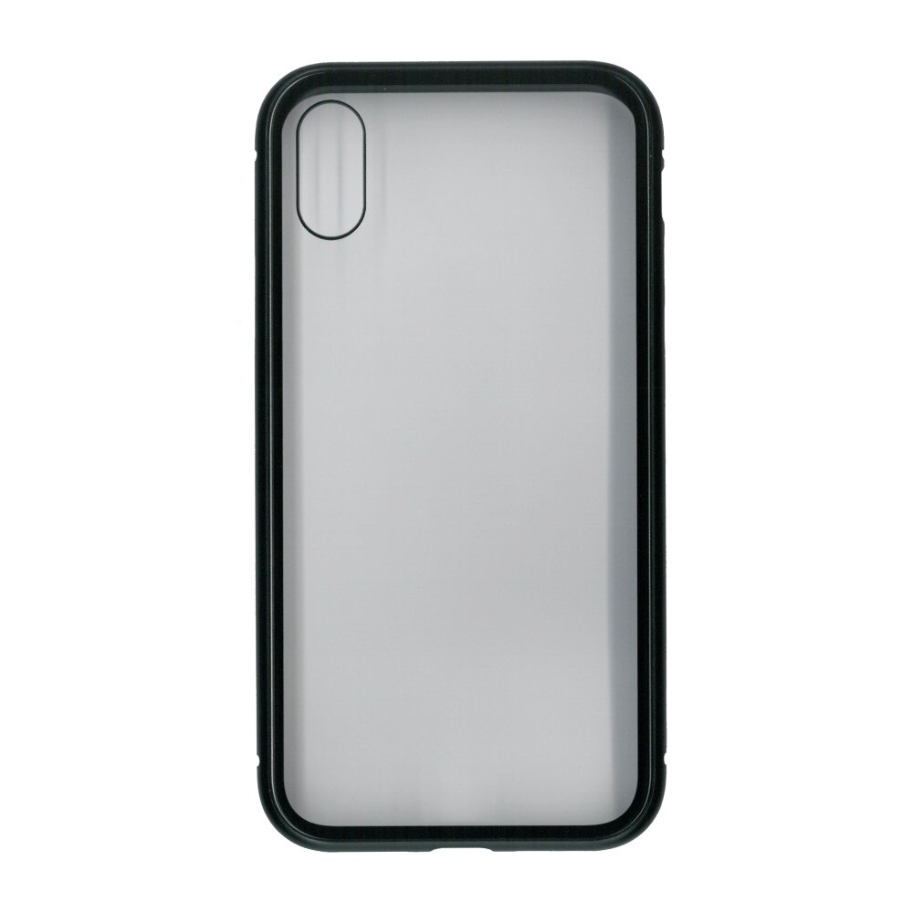 Husa de protectie hibrida din sticla transparenta si rama magnetica, Millo , pentru iPhone X, contur negru