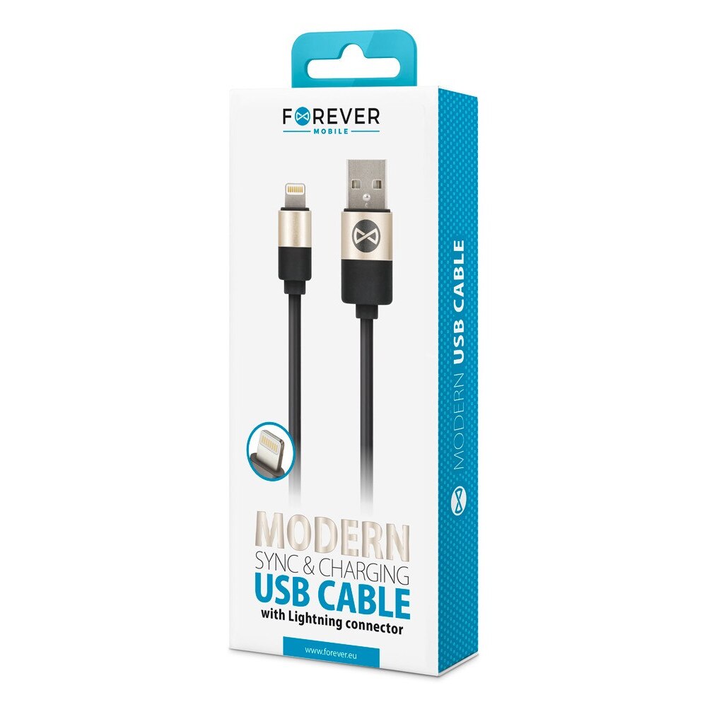 Cablu de date USB pentru iPhone Forever Telforceone, 1m, Negru