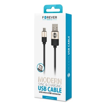 Cablu de date Micro USB Forever Modern Telforceone, Negru Cablu de date Micro USB Forever Modern Telforceone, Negru