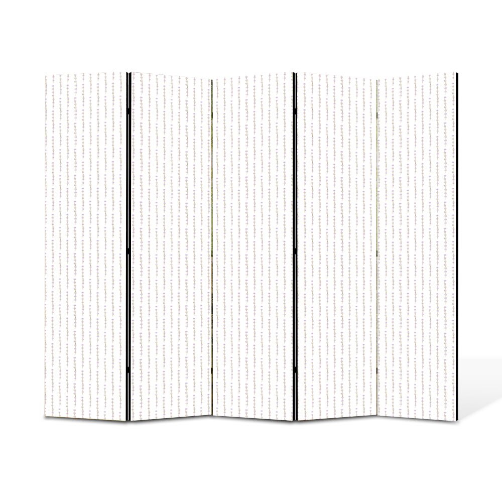 Paravan de Camera ArtDeco din 5 Panouri Fir lavanda mov si frunze 175 x 150 cm