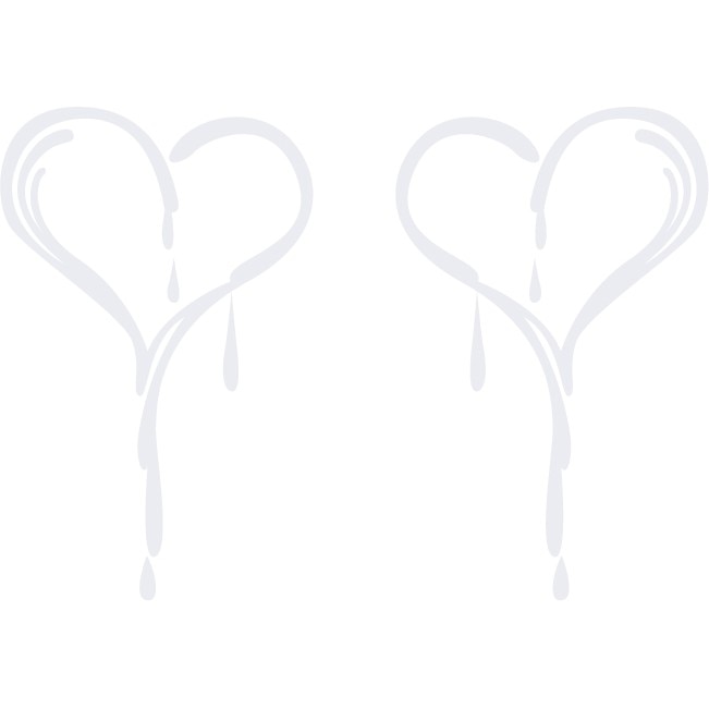 Sticker auto - Inima trista - Alb polar - 2buc 25x40 cm