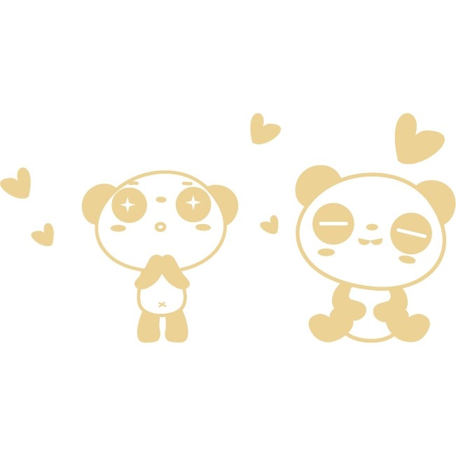 Sticker auto - Cuplu panda indragostit - Bej - 50x25 cm