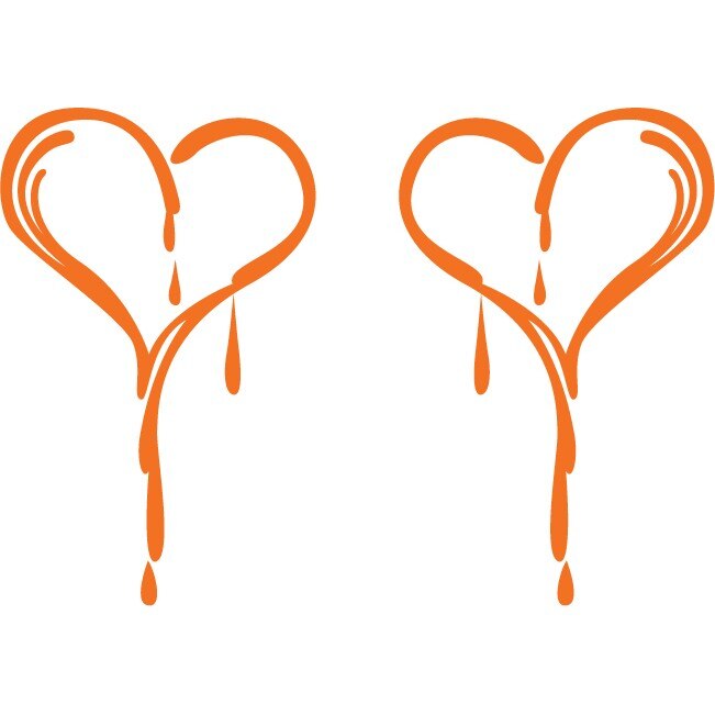 Sticker auto - Inima trista - Portocaliu - 2buc 25x40 cm