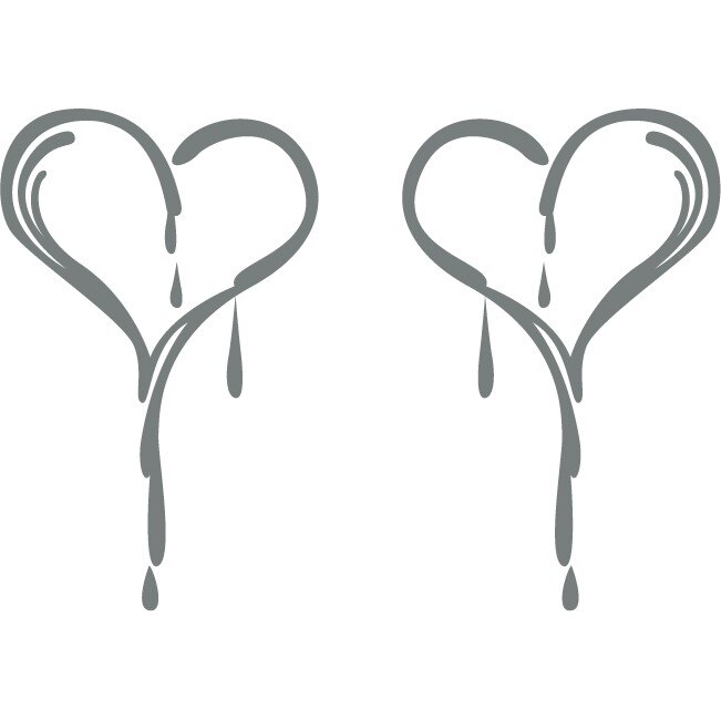 Sticker auto - Inima trista - Gri Metal - 2buc 25x40 cm