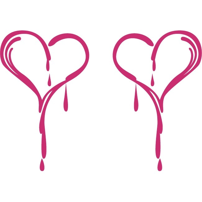 Sticker auto - Inima trista - Magenta - 2buc 25x40 cm