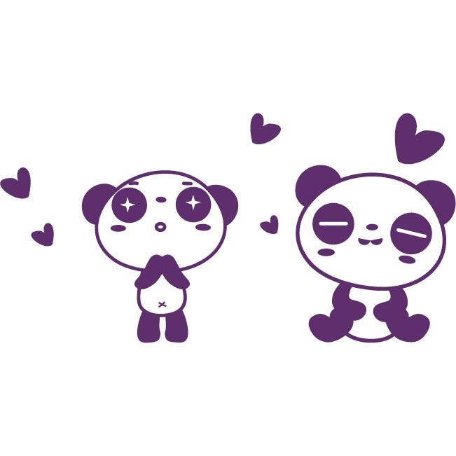 Sticker auto - Cuplu panda indragostit - Indigo - 50x25 cm