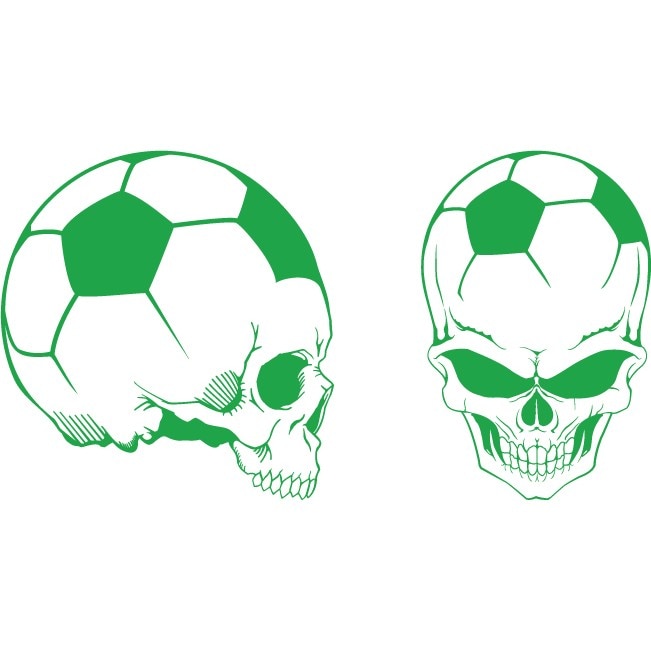 Sticker auto - Craniu de minge - Verde - 24x25 cm / 16x25 cm