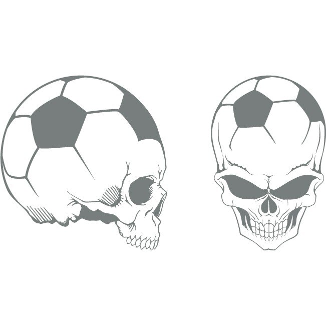 Sticker auto - Craniu de minge - Gri Metal - 24x25 cm / 16x25 cm