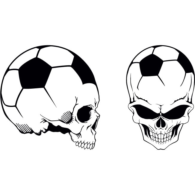 Sticker auto - Craniu de minge - Negru - 24x25 cm / 16x25 cm