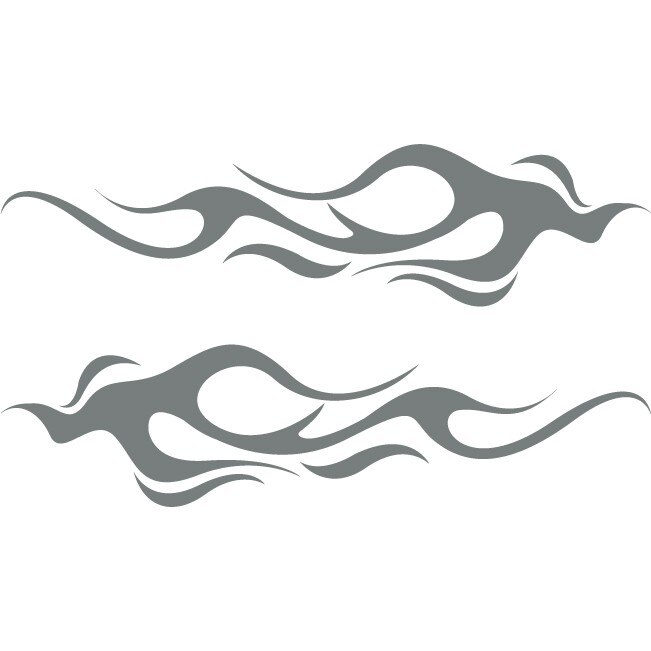 Sticker auto - Flacara mica - Gri Metal - 2buc 50x12 cm