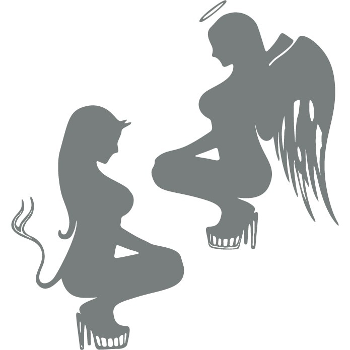 Sticker auto - Inger vs. diavol - Gri Metal - 31x33 cm