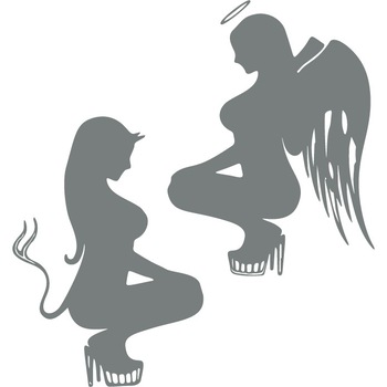 Sticker auto - Inger vs. diavol - Gri Metal - 31x33 cm Sticker auto - Inger vs. diavol - Gri Metal - 31x33 cm