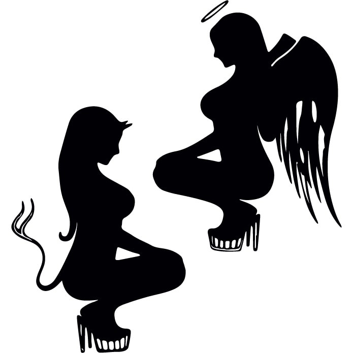 Sticker auto - Inger vs. diavol - Negru - 31x33 cm