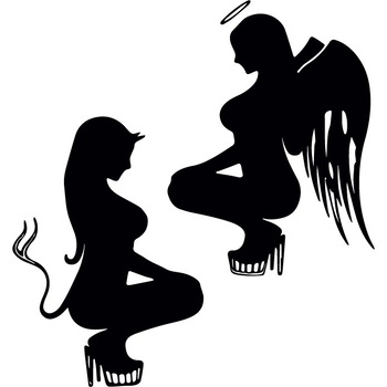 Sticker auto - Inger vs. diavol - Negru - 31x33 cm Sticker auto - Inger vs. diavol - Negru - 31x33 cm