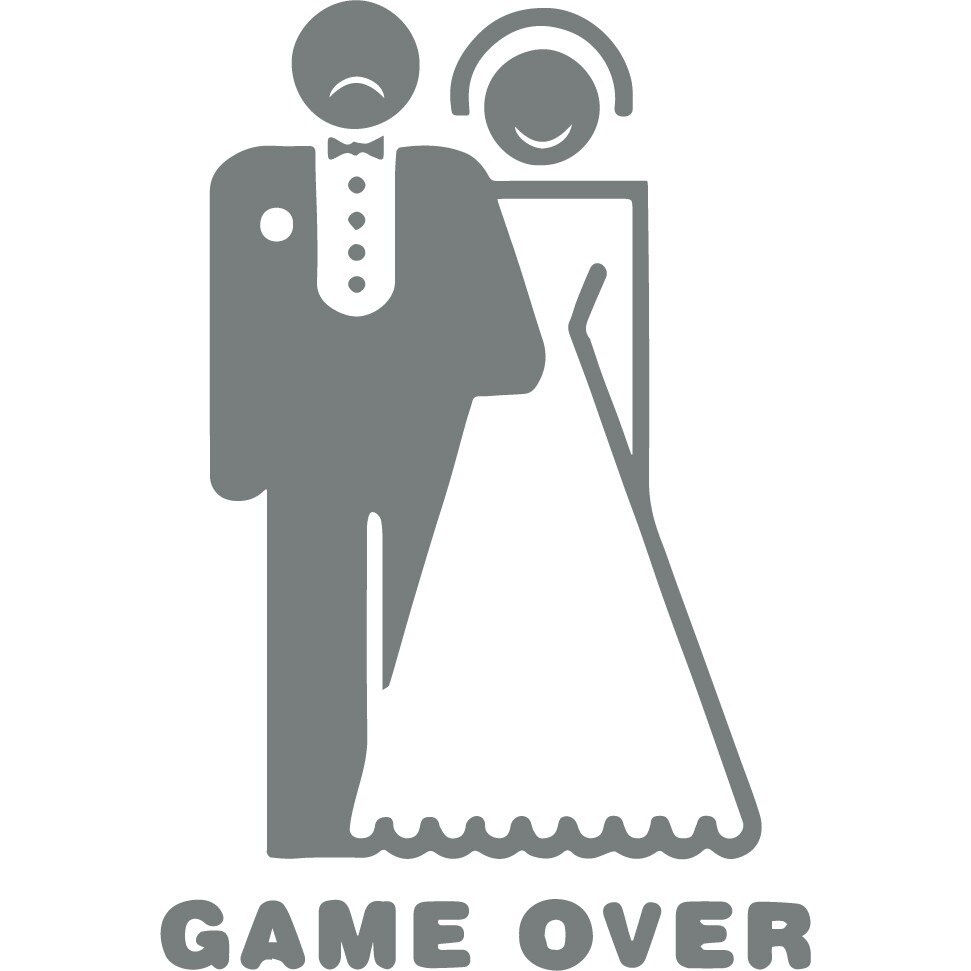 Sticker auto - Game over - Gri Metal - 17x25 cm