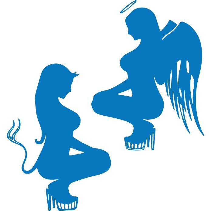 Sticker auto - Inger vs. diavol - Albastru - 31x33 cm