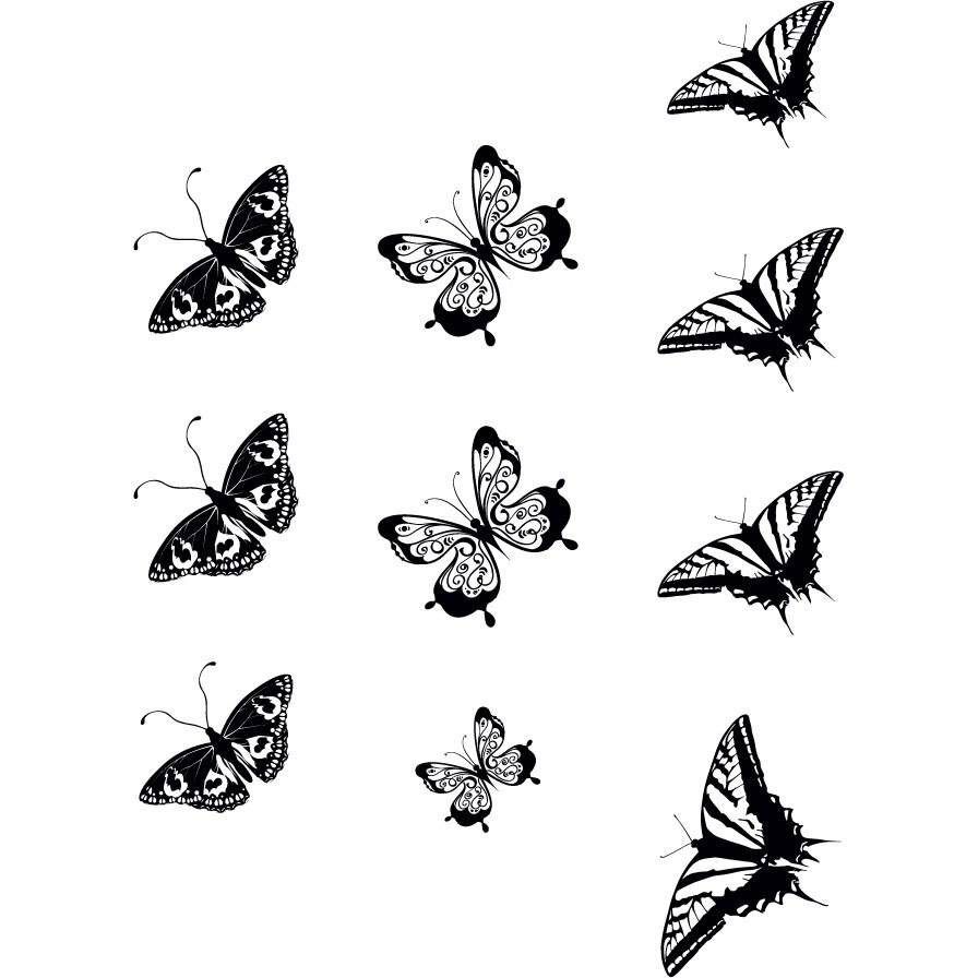 Sticker auto - Fluturi - Negru - 65x46 cm