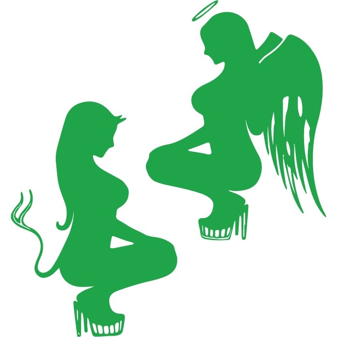 Sticker auto - Inger vs. diavol - Verde - 31x33 cm