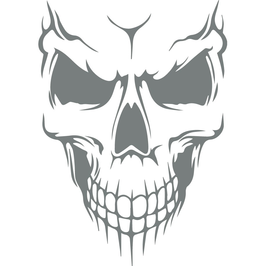 Sticker auto - Craniu - Gri Metal - 18x25 cm