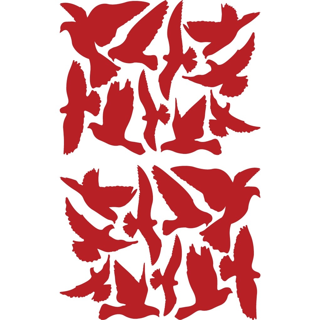 Sticker auto - Pasari zburatoare - Rosu Cardinal - 2buc 56x43 cm