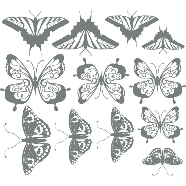 Sticker auto - Fluturi - Gri Metal - 65x46 cm