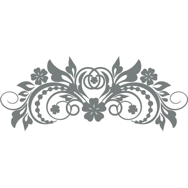 Sticker auto - Floare simetrica - Gri Metal - 50x20 cm