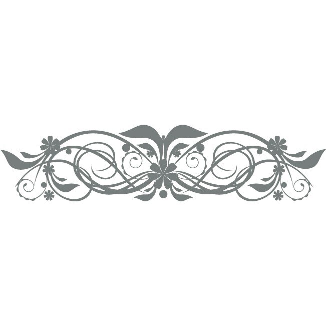 Sticker auto - Compozitie florala - Gri Metal - 50x12 cm