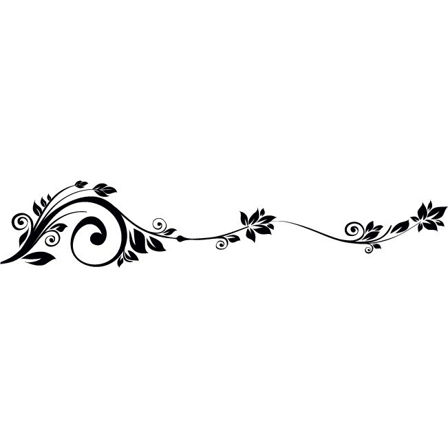 Sticker auto - Decor floral - Negru - 119x23 cm