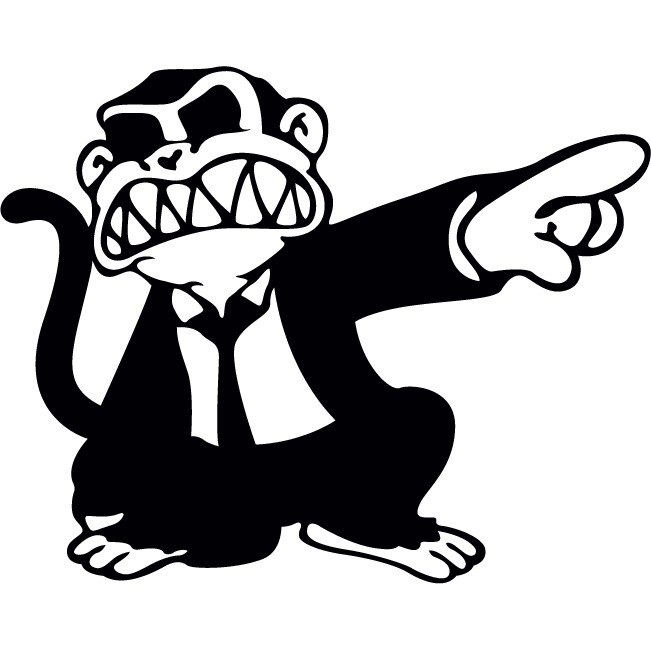 Sticker auto - Maimuta nervoasa - Negru - 25x20 cm