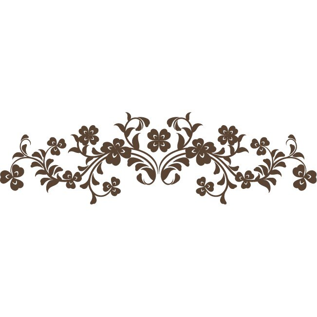 Sticker auto - Flori simetrice - Choco - 50x14 cm