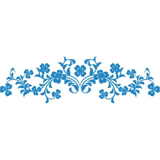 Sticker auto - Flori simetrice - Albastru - 50x14 cm