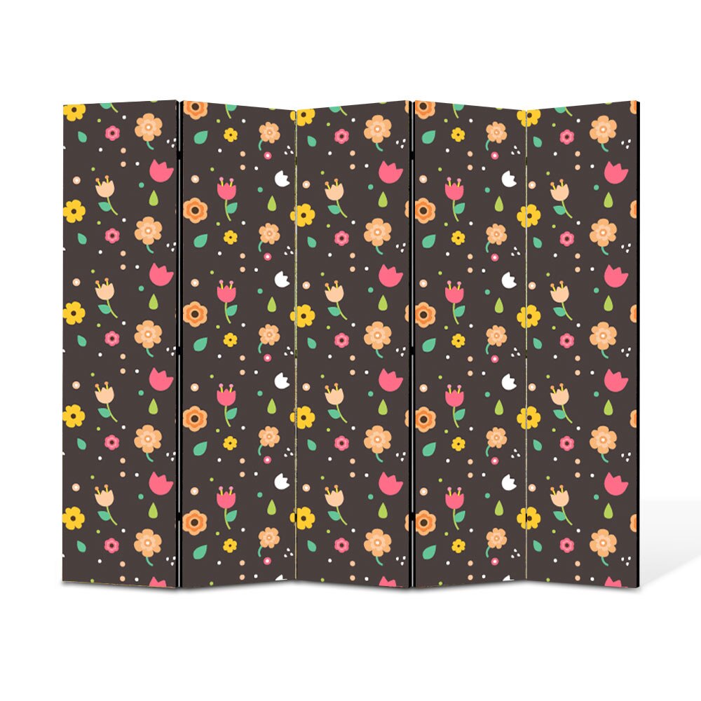 Paravan de Camera ArtDeco din 5 Panouri Schita fructe de maces 175 x 180 cm