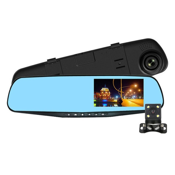 Камера за кола Mirror Cam 4.3" Full HD, Светлини за заден ход 4x LED T198