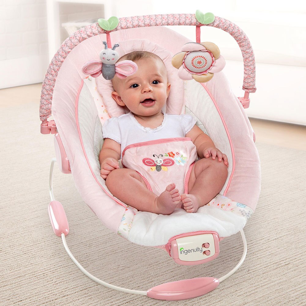 Balansoar Bright Starts Felicity Floral, cu vibratii, Roz eMAG.ro