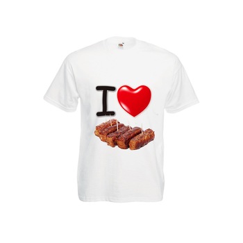 Tricou personalizat Fruit of the Loom I love mititei alb L Tricou personalizat Fruit of the Loom I love mititei alb L