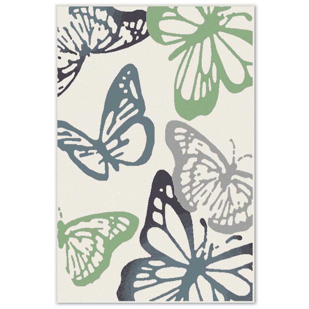 Covor sintetic Matrix 5597-1-17033, 80x150cm, Crem/Verde, Model modern