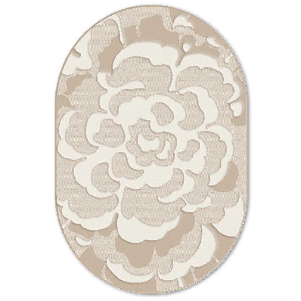 Covor sintetic Soho 1952-2-15055, 200x300cm, Bej/Alb, Model modern floral