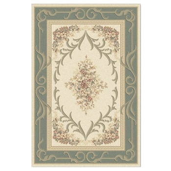 Covor lana 100% Premium 2518-1-51083, 80x150cm, Verde/Bej, Model clasic floral Covor lana 100% Premium 2518-1-51083, 80x150cm, Verde/Bej, Model clasic floral
