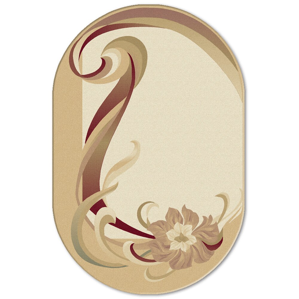 Covor lana 100% Premium 281-2-51035, 200x300cm, Bej/Rosu, Model clasic floral