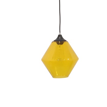 Pendul tip Yellow Lamp, Maison M, din sticla, diametru 25 cm, fir reglabil, culoare galbena Pendul tip Yellow Lamp, Maison M, din sticla, diametru 25 cm, fir reglabil, culoare galbena