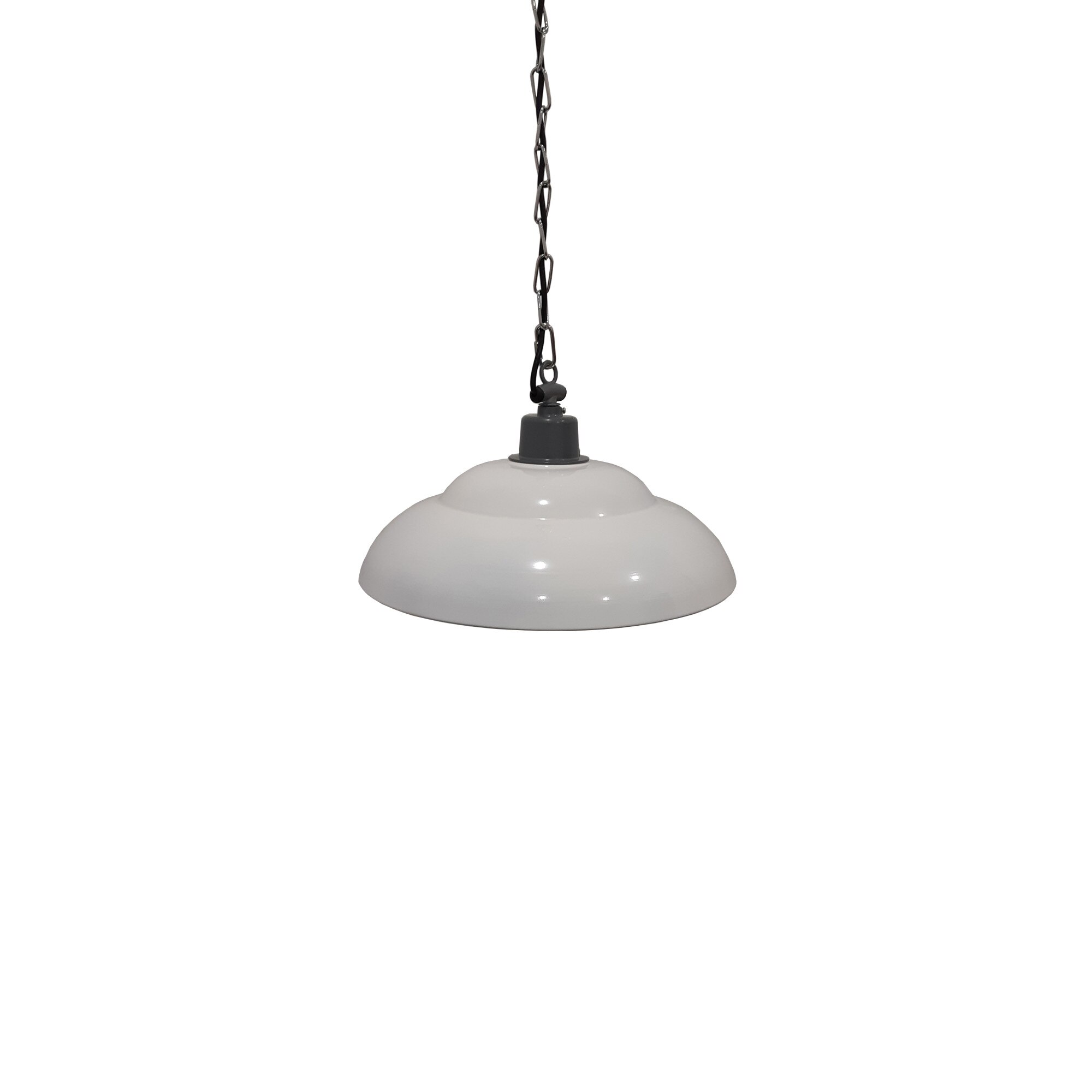 Pendul White metalic, ,Maison M , fir reglabil, culoare alba diametru 38 cm, inaltime 23 cm, lungime fir 110 cm