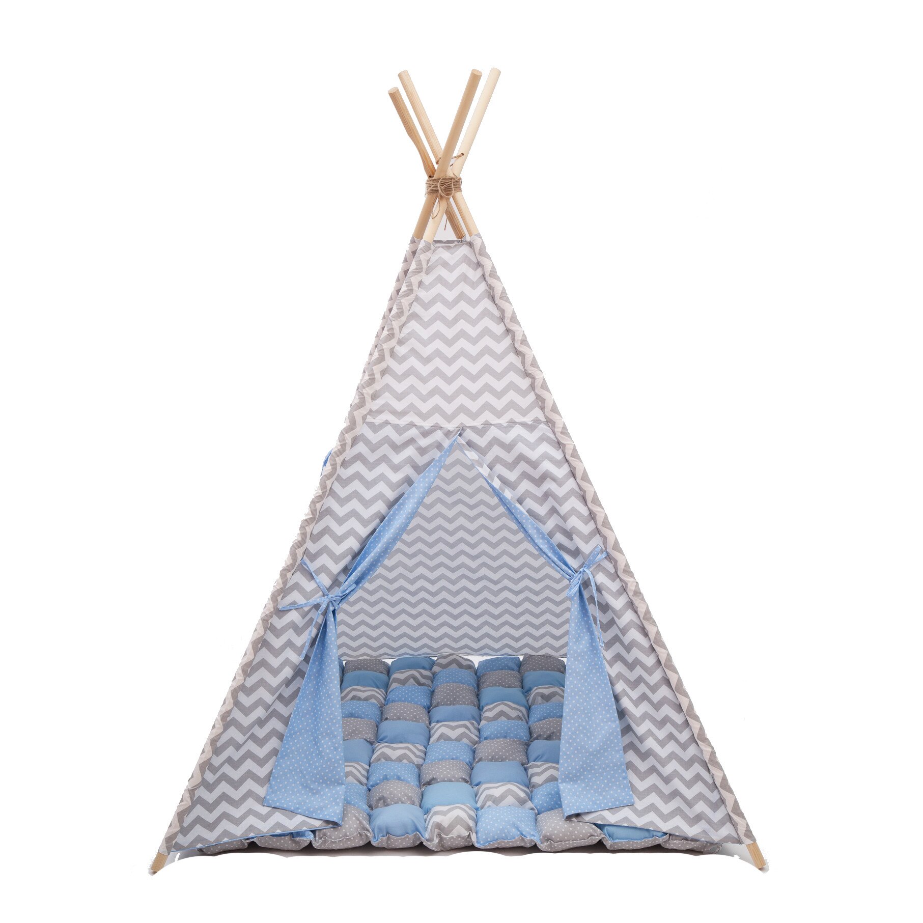 Cort tepee, albastru cu gri