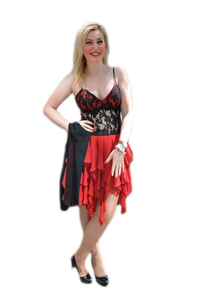 Rochii rafinate, cu bustul inbracat in dantela,D&J Exclusive, Rosu-Negru