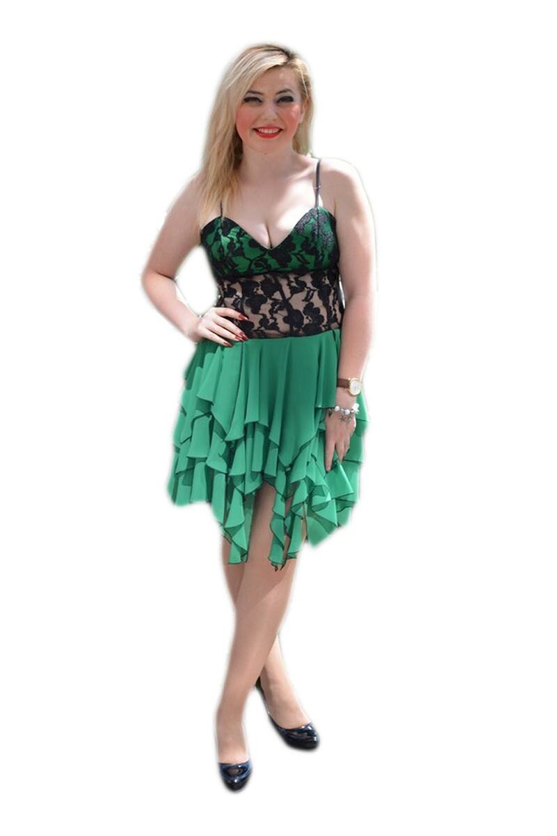 Rochii rafinate, cu bustul inbracat in dantela,D&J Exclusive, Negru-Verde