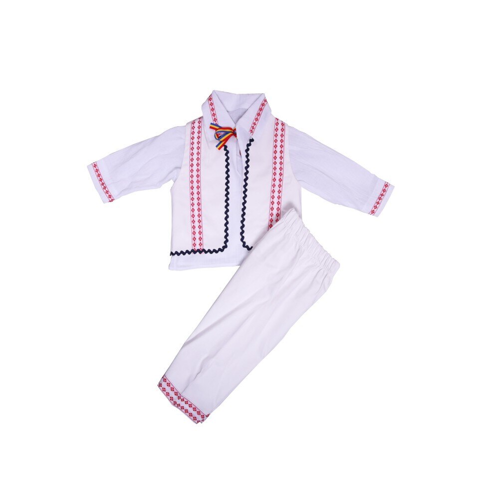 Costum traditional pentru botez, 6piese, dae585, 18-24 luni, Alb