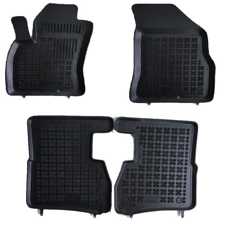 Set 4 covorase interior din cauciuc stil tavita MAGSTAR LUX dedicate, compatibile cu FIAT Doblo II 2009- 5 locuri/7 locuri, Negru