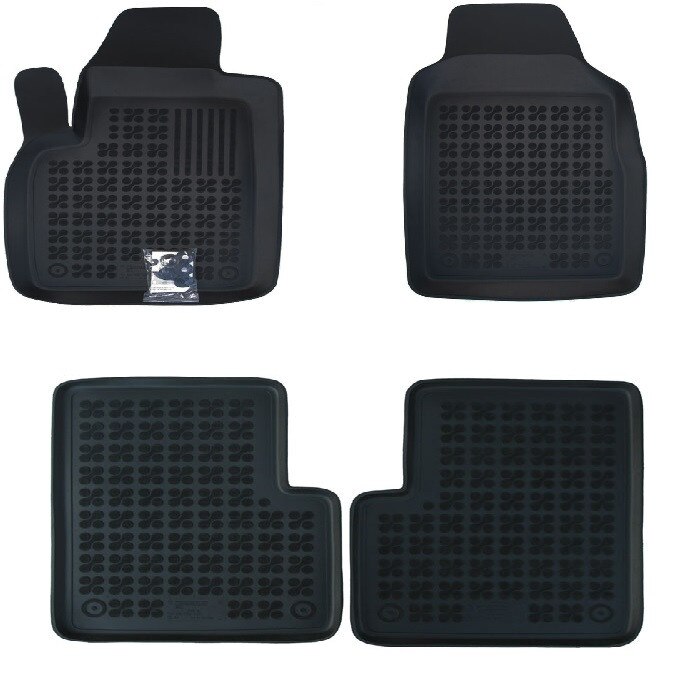 Set 4 covorase interior din cauciuc stil tavita MAGSTAR LUX dedicate, compatibile cu Fiat 500 2007-2014 Negru