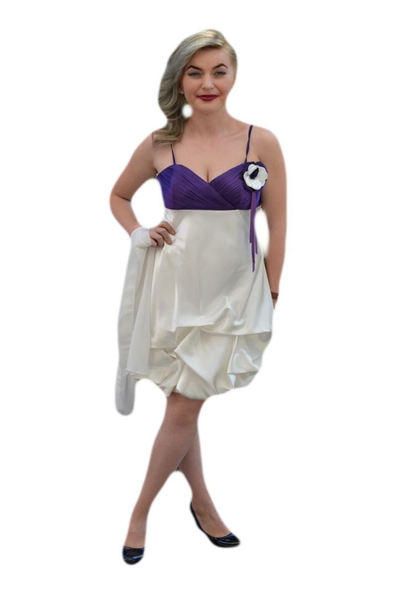 Rochie rafinata, saten , scurta,D&J Exclusive, Alb